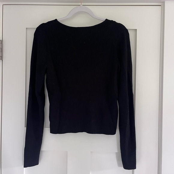 Open Edit Black Cutout Long Sleeve Top - Picture 3 of 5